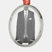 Modern Wedding Groom Tuxedo kerstversiering Metalen Ornament (Links)