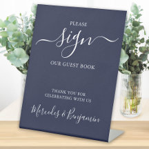 Modern Wedding Guest Book Navy Blue