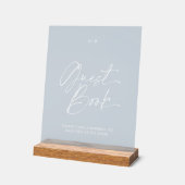 Modern Wedding Guest Book Sign | Dusty Blue Acryl Bord (Hoek)