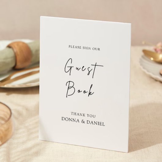 Modern Wedding Guest Book Sign Sjabloon Kaart