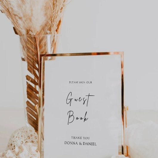 Modern Wedding Guest Book Sign Sjabloon Kaart