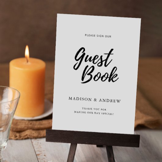 Modern Wedding Guest Book Sign Sjabloon Kaart