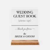 Modern Wedding Guest Book Signage Zwart Wissen Acryl Bord (Voorkant)