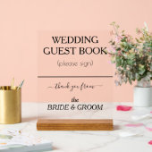 Modern Wedding Guest Book Signage Zwart Wissen Acryl Bord (Huwelijk)