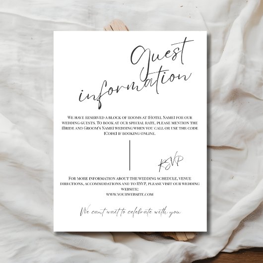 Modern Wedding Guest Information Kaart