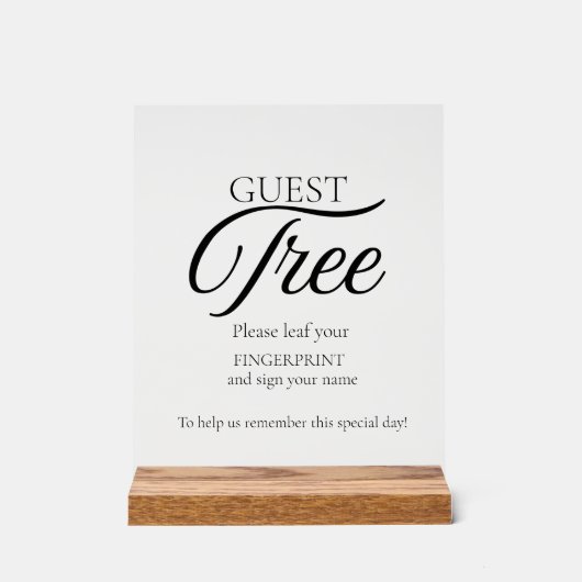 Modern Wedding Guest Tree vingerafdruk teken Acryl Bord (Voorkant)
