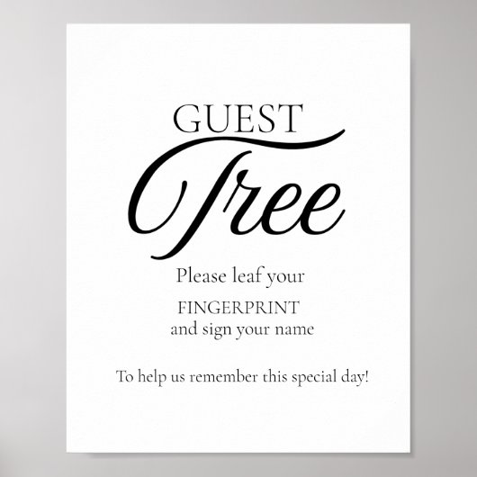 Modern Wedding Guest Tree vingerafdruk teken Poster (Voorkant)