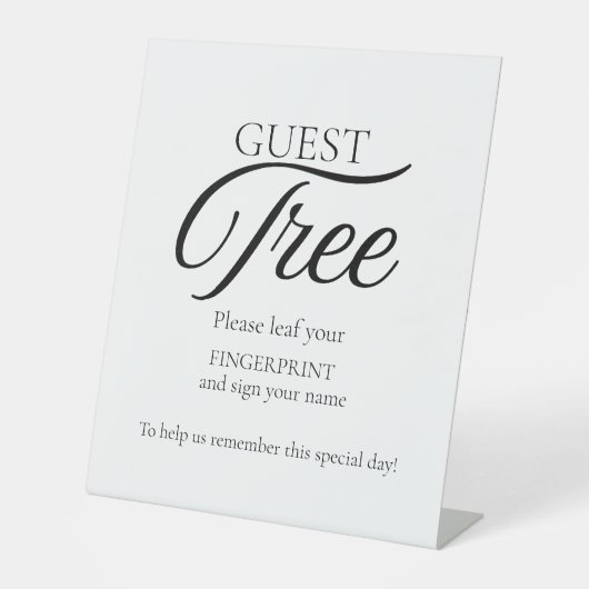 Modern Wedding Guest Tree vingerafdruk teken Reclamebord Met Voetstuk (Voorkant)