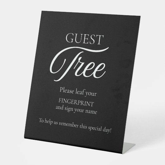 Modern Wedding Guest Tree vingerafdruk teken Reclamebord Met Voetstuk (Voorkant)
