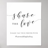 Modern Wedding Hashtag Deel het Liefde Teken Poster (Voorkant)