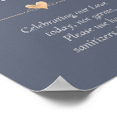 Modern Wedding Heart Sanitizing Station Navy Blue Poster (Hoek)