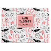 Modern Wedding Heart Sketch Personalized Gift Bag Groot Cadeauzakje (Voorkant)