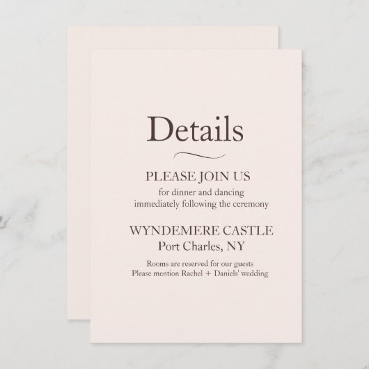 Modern Wedding Informatiekaartje (Voorkant / Achterkant)