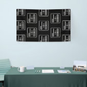 Modern Wedding Initialen Patroon | Zwart & Wit Spandoek (Beurs)
