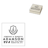 Modern Wedding Initialen Shield Retouradres Rubberstempel (Gestempeld)