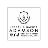 Modern Wedding Initialen Shield Retouradres Rubberstempel (Afrduk)