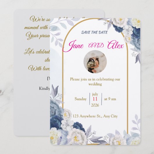 Modern Wedding Invitation Back Message Kaart (Voorkant / Achterkant)