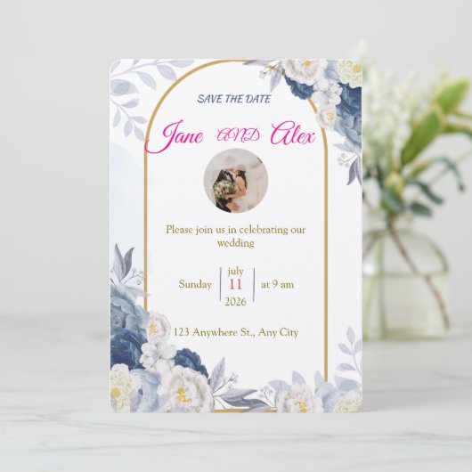 Modern Wedding Invitation Back Message Kaart (Staand voorkant)