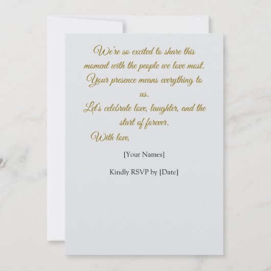 Modern Wedding Invitation Back Message Kaart (Achterkant)