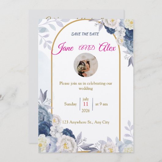 Modern Wedding Invitation Back Message Kaart (Voorkant / Achterkant)