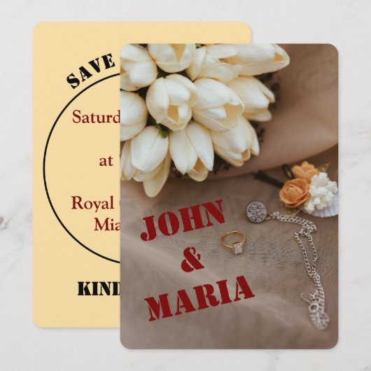 Modern Wedding Invitation | Editable Design Kaart (Voorkant / Achterkant)