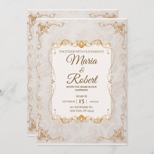 Modern Wedding Invitation | Elegant Romantic  Kaart (Voorkant / Achterkant)