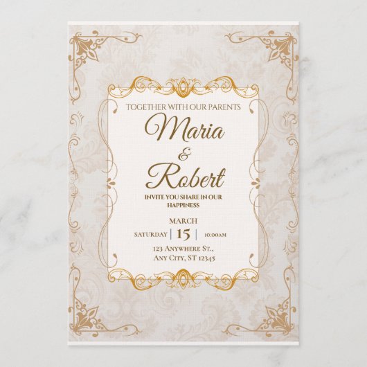 Modern Wedding Invitation | Elegant Romantic Kaart (Voorkant)