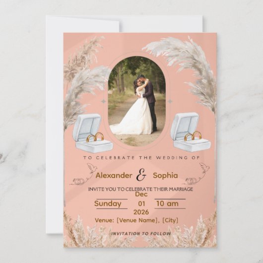 Modern Wedding Invitation | Fully Editable Kaart (Voorkant)