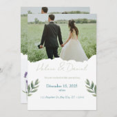 Modern Wedding Invitation – Green Gray Kaart (Voorkant / Achterkant)