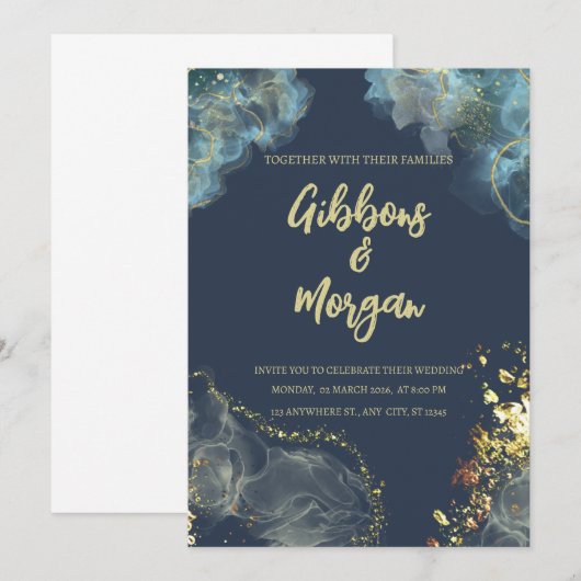 Modern Wedding Invitation Kaart (Voorkant / Achterkant)