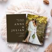 Modern Wedding invitation with 2 photos & QR Code Kaart