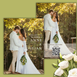Modern Wedding invitation with 2 photos & QR Code Kaart