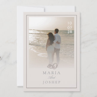 Modern Wedding Invitation with Bold Date Front Kaart