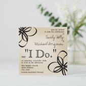 Modern Wedding Invite - Tan & Black I Do & Flowers Kaart (Staand voorkant)