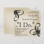 Modern Wedding Invite - Tan & Black I Do & Flowers Kaart (Voorkant / Achterkant)