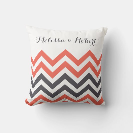 Modern Wedding Jubileum Couple Names Chevron   Kussen (Voorkant)