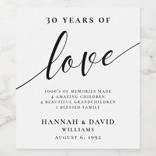 Modern Wedding Jubileum Wijn Etiket (Enkel label)