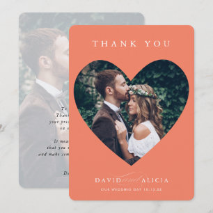 MODERN WEDDING koppel foto-hart lijst perzik Kaart