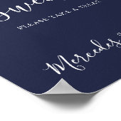 Modern Wedding Love Sweet Personalized Navy Blue Poster (Hoek)