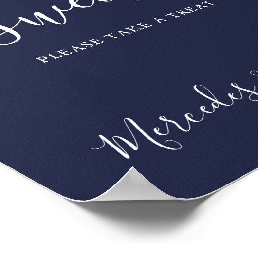 Modern Wedding Love Sweet Personalized Navy Blue Poster (Hoek)