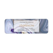 Modern Wedding Marbleized Paars Roos Agate Etiket (Voorkant)