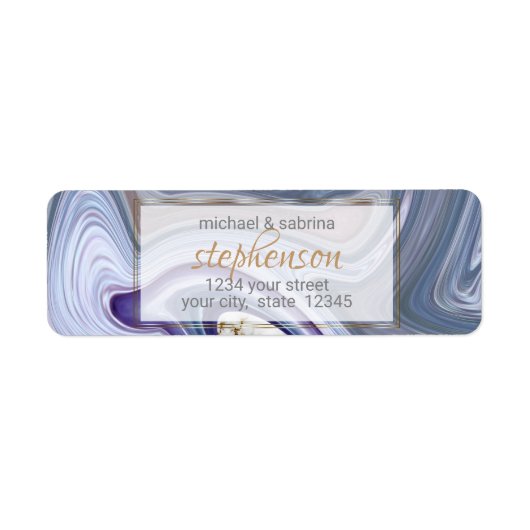 Modern Wedding Marbleized Paars Roos Agate Etiket (Voorkant)