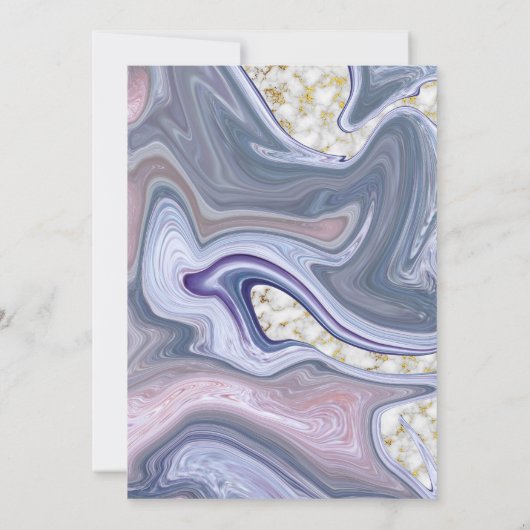 Modern Wedding Marbleized Paars Roos Agate Kaart (Achterkant)