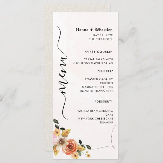 Modern  Wedding Menu (Voorkant / Achterkant)