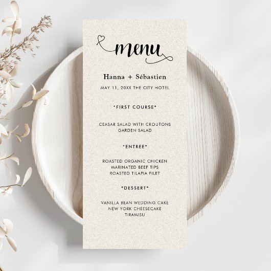 Modern  Wedding Menu