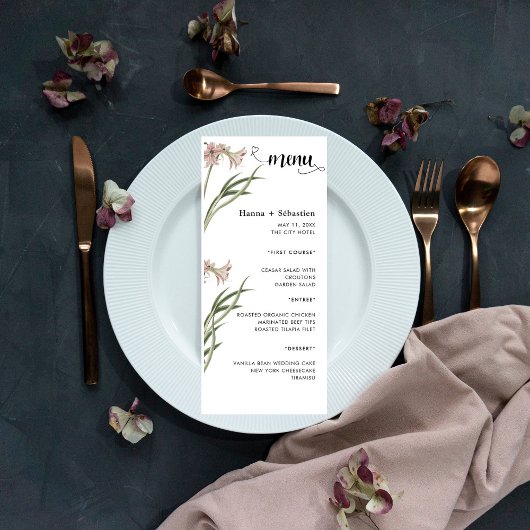 Modern Wedding Menu