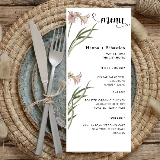 Modern  Wedding Menu