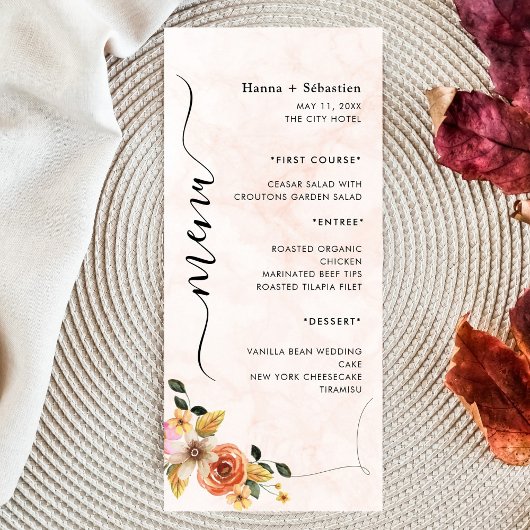 Modern  Wedding Menu