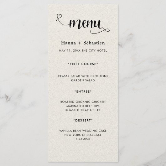 Modern  Wedding Menu (Voorkant)