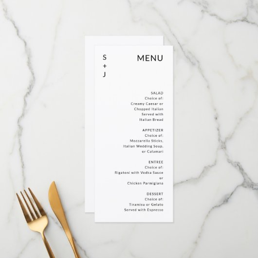 Modern Wedding Menu (Voorkant / Achterkant in situ)